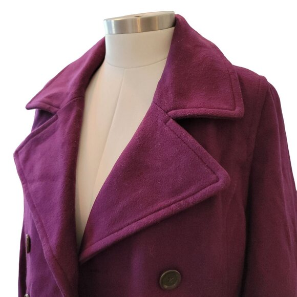 Old Navy Women's Purple Pea Coat Plum Jacket Double Breasted Size M jj3590 - Picture 2 of 9